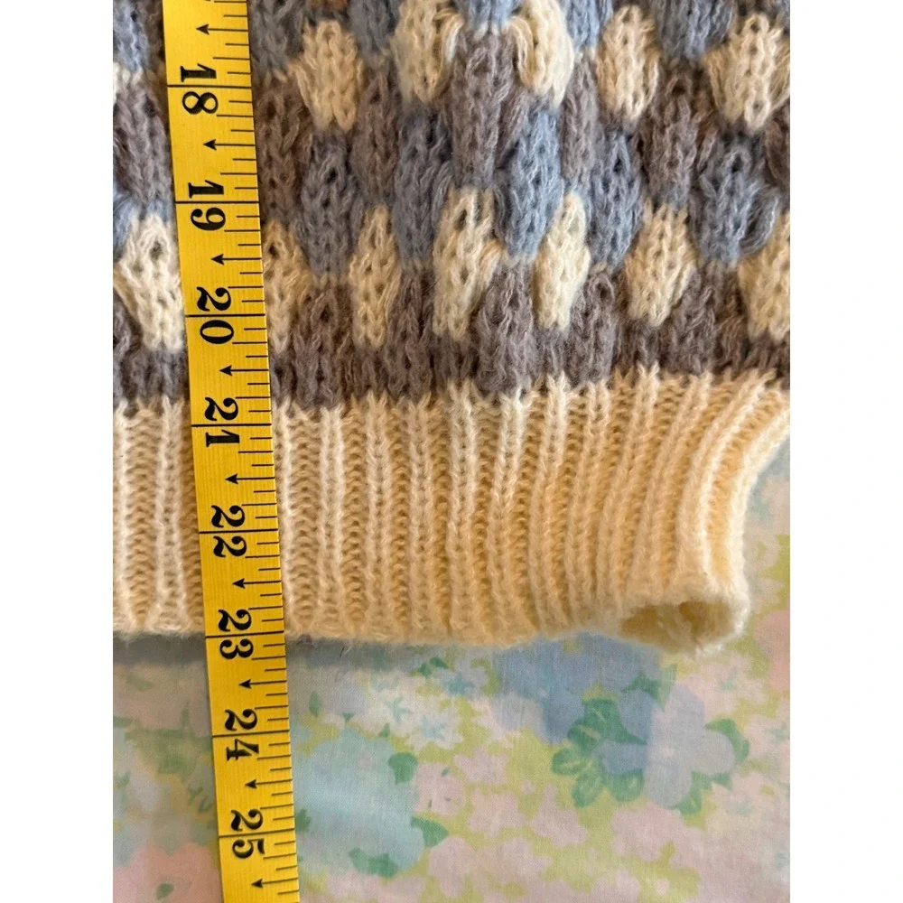 NWOT Blu Pepper | Sweater Small Multi-Color Diamond Crochet Knit Long Sleeve - Picture 8 of 9